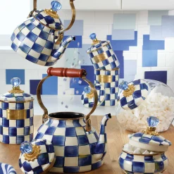 Clearance MacKenzie-Childs Royal Check Enamel Tea Kettle - 2 Quart