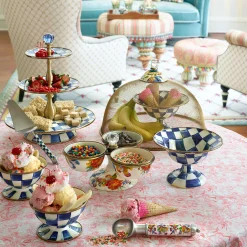 Best MacKenzie-Childs Royal Check Enamel Three Tier Sweet Stand