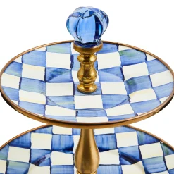 Best MacKenzie-Childs Royal Check Enamel Three Tier Sweet Stand