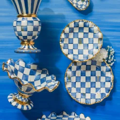 Outlet MacKenzie-Childs Royal Check Fluted Dessert Plate
