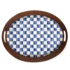 Discount MacKenzie-Childs Royal Check Rattan & Enamel Party Tray
