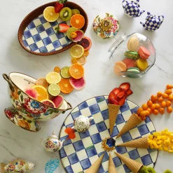 Online MacKenzie-Childs Royal Check Rattan & Enamel Tray - Small