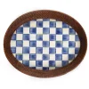 New MacKenzie-Childs Royal Check Rattan & Enamel Tray - Large