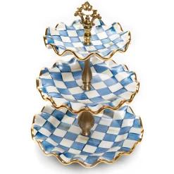 Sale MacKenzie-Childs Royal Check Three Tier Sweet Stand