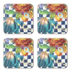 Best MacKenzie-Childs Royal Flower Market Cork Back Coasters - Set Of 4