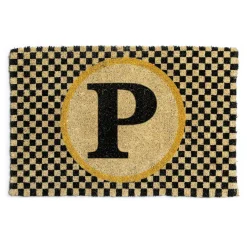 MacKenzie-Childs Single Letter Monogrammed Entrance Mat - P