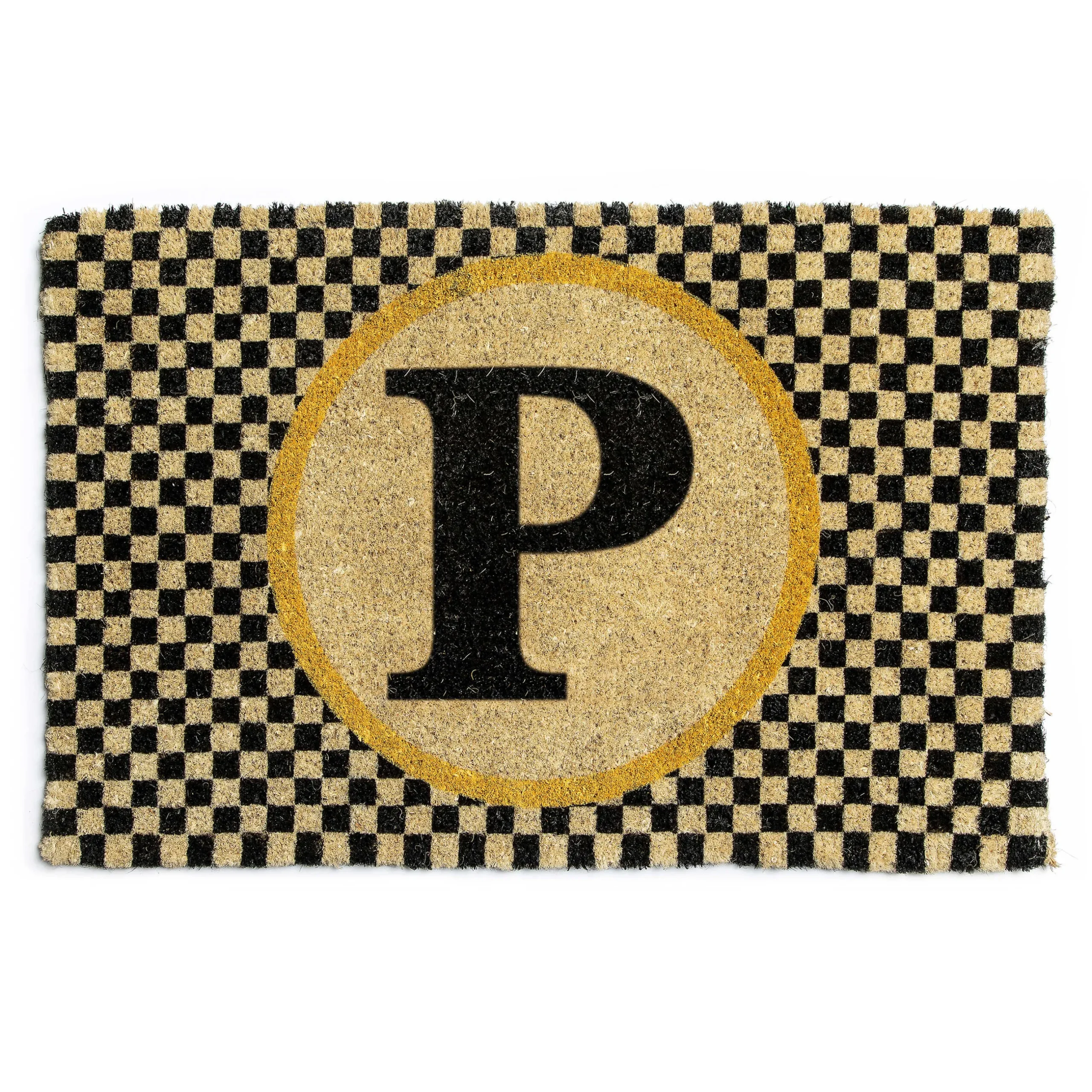 MacKenzie-Childs Single Letter Monogrammed Entrance Mat - P