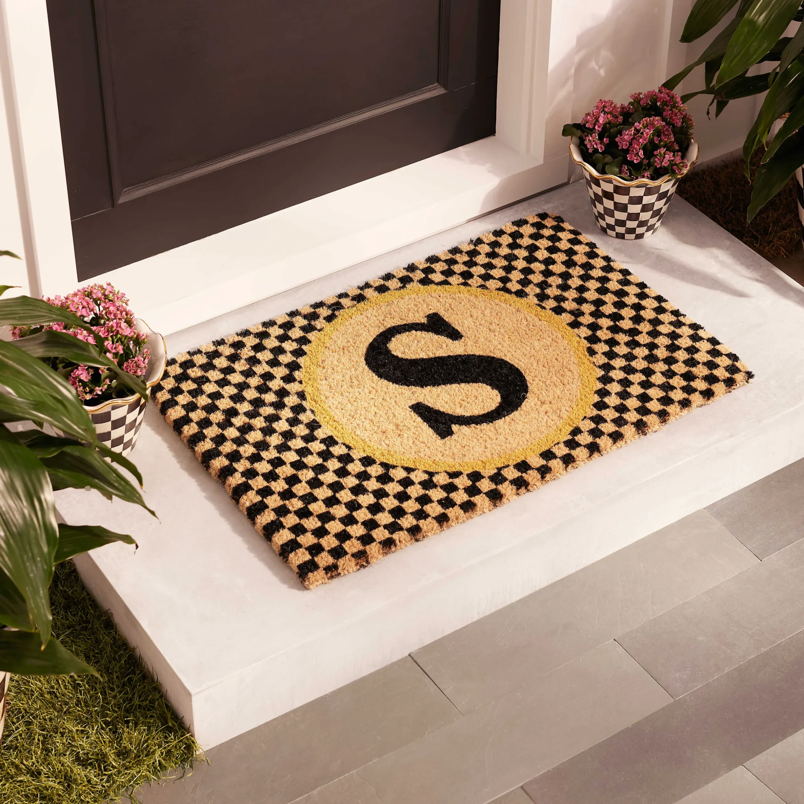 Discount MacKenzie-Childs Single Letter Monogrammed Entrance Mat - S