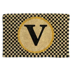 Sale MacKenzie-Childs Single Letter Monogrammed Entrance Mat - V