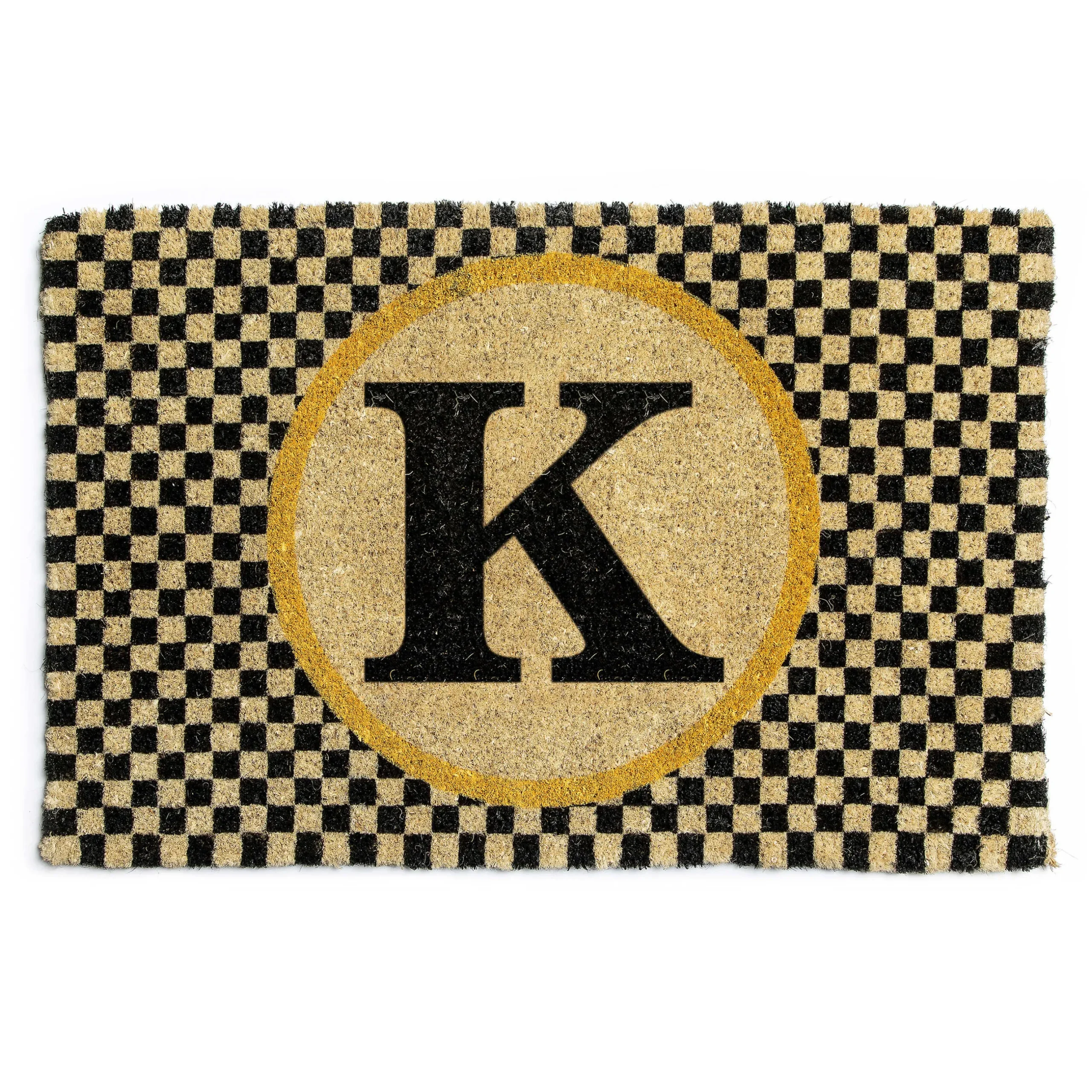 Best MacKenzie-Childs Single Letter Monogrammed Entrance Mat - K
