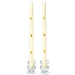 Outlet MacKenzie-Childs Snowflake Dinner Candles - Gold & Pearl - Set Of 2