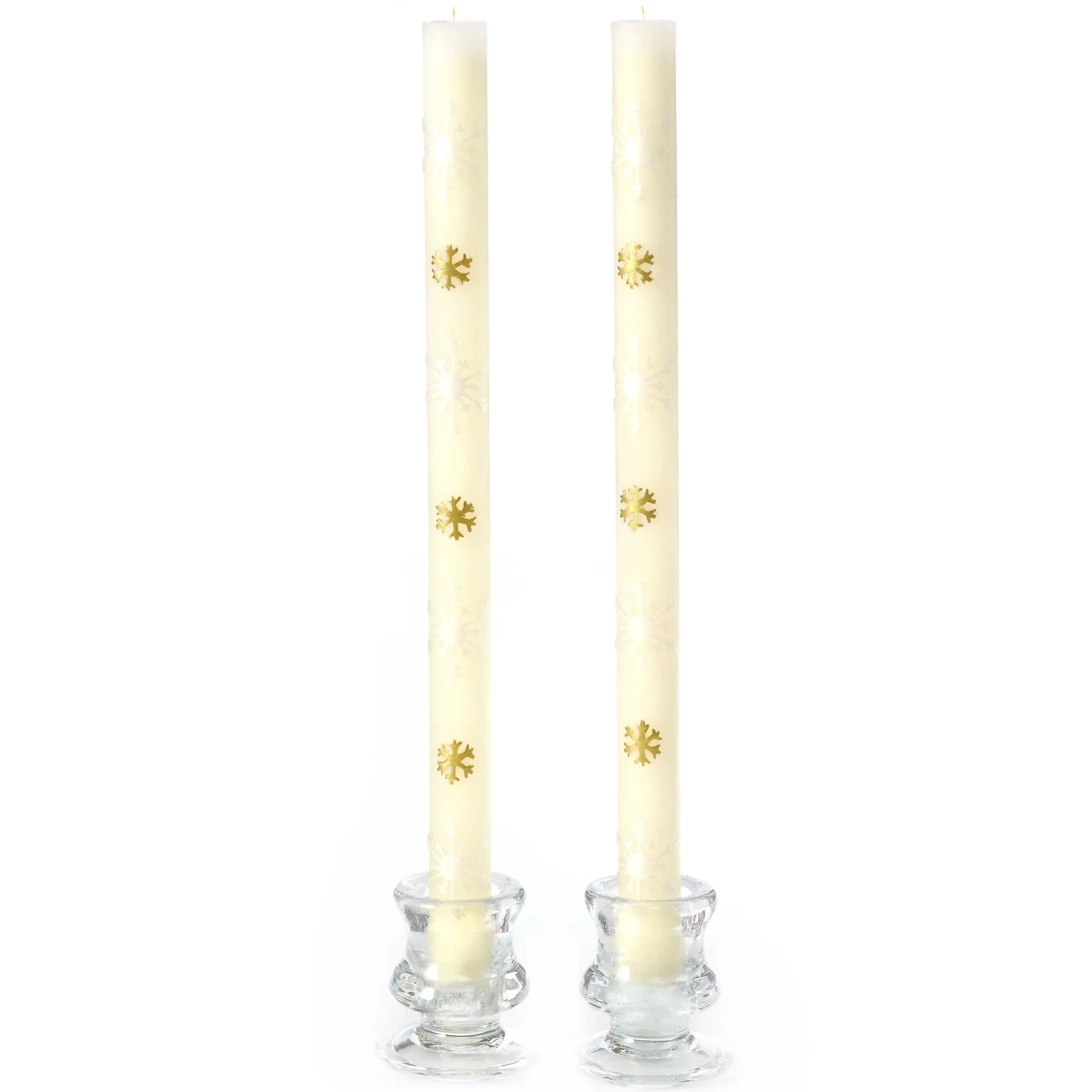 Outlet MacKenzie-Childs Snowflake Dinner Candles - Gold & Pearl - Set Of 2