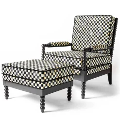 Clearance MacKenzie-Childs Spindle Check Outdoor Chair