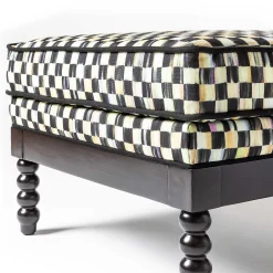Best MacKenzie-Childs Spindle Check Outdoor Ottoman