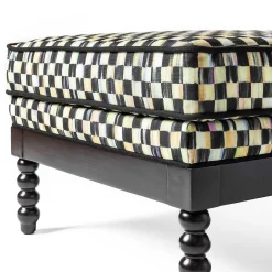 Best MacKenzie-Childs Spindle Check Outdoor Ottoman