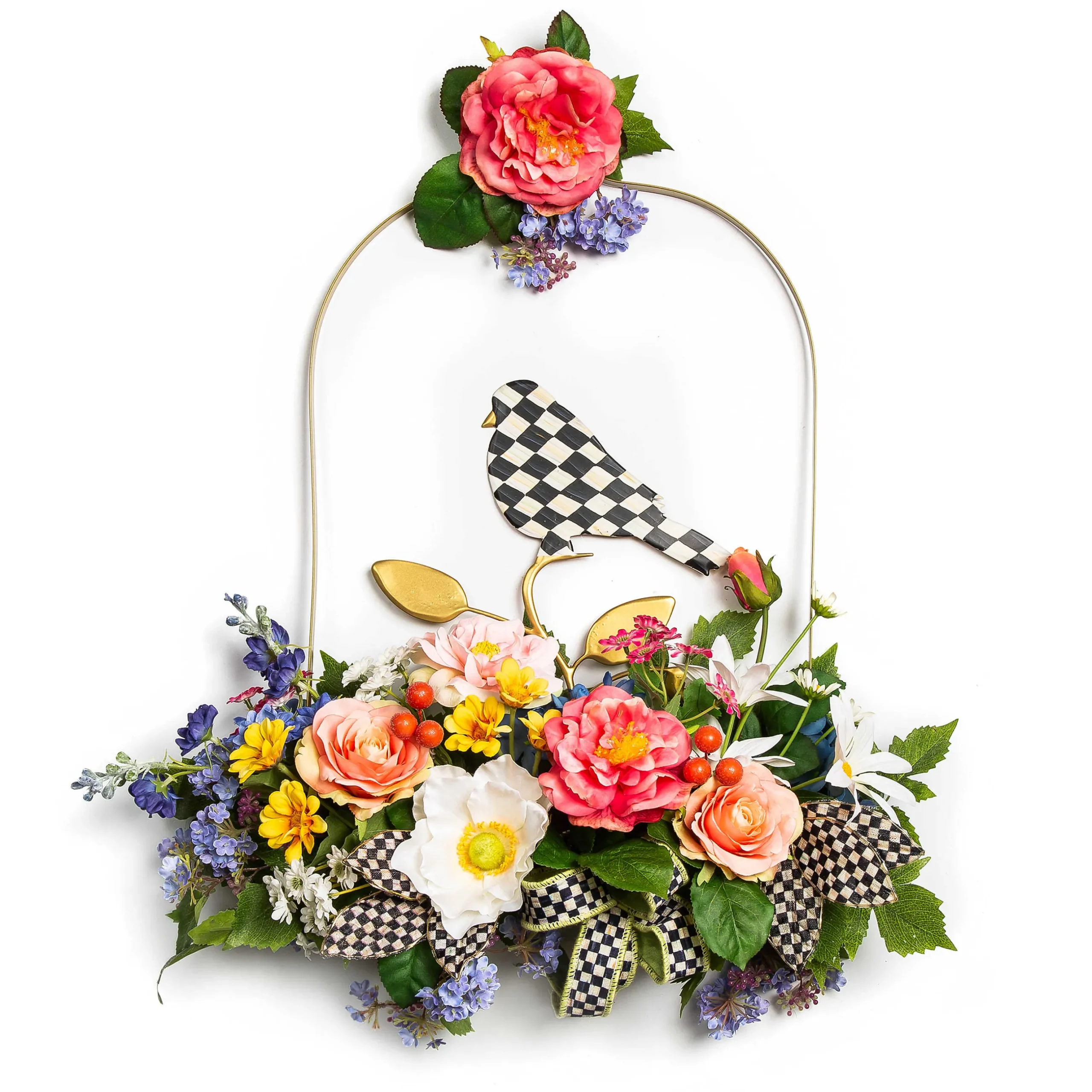 Best MacKenzie-Childs Spring Blooms Bird Arch Wreath