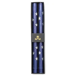 Best MacKenzie-Childs Star Dinner Candles - Navy & Pearl - Set Of 2