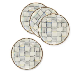 Discount MacKenzie-Childs Sterling Check Enamel Appetizer Plates - Set Of 4