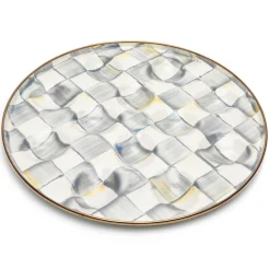 New MacKenzie-Childs Sterling Check Enamel Egg Plate