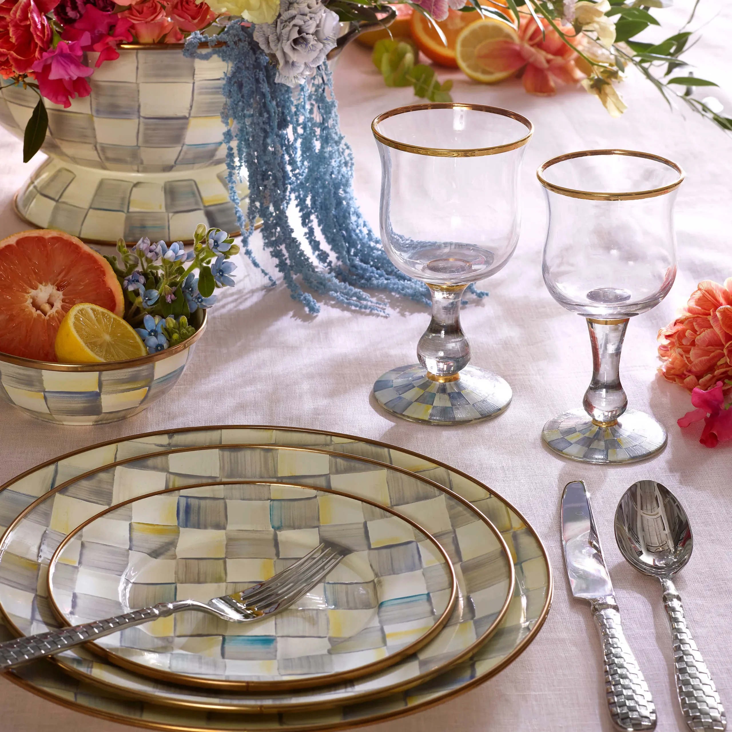 Best MacKenzie-Childs Sterling Check Enamel Everything Bowl