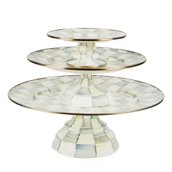 MacKenzie-Childs Sterling Check Enamel Pedestal Platter - Large
