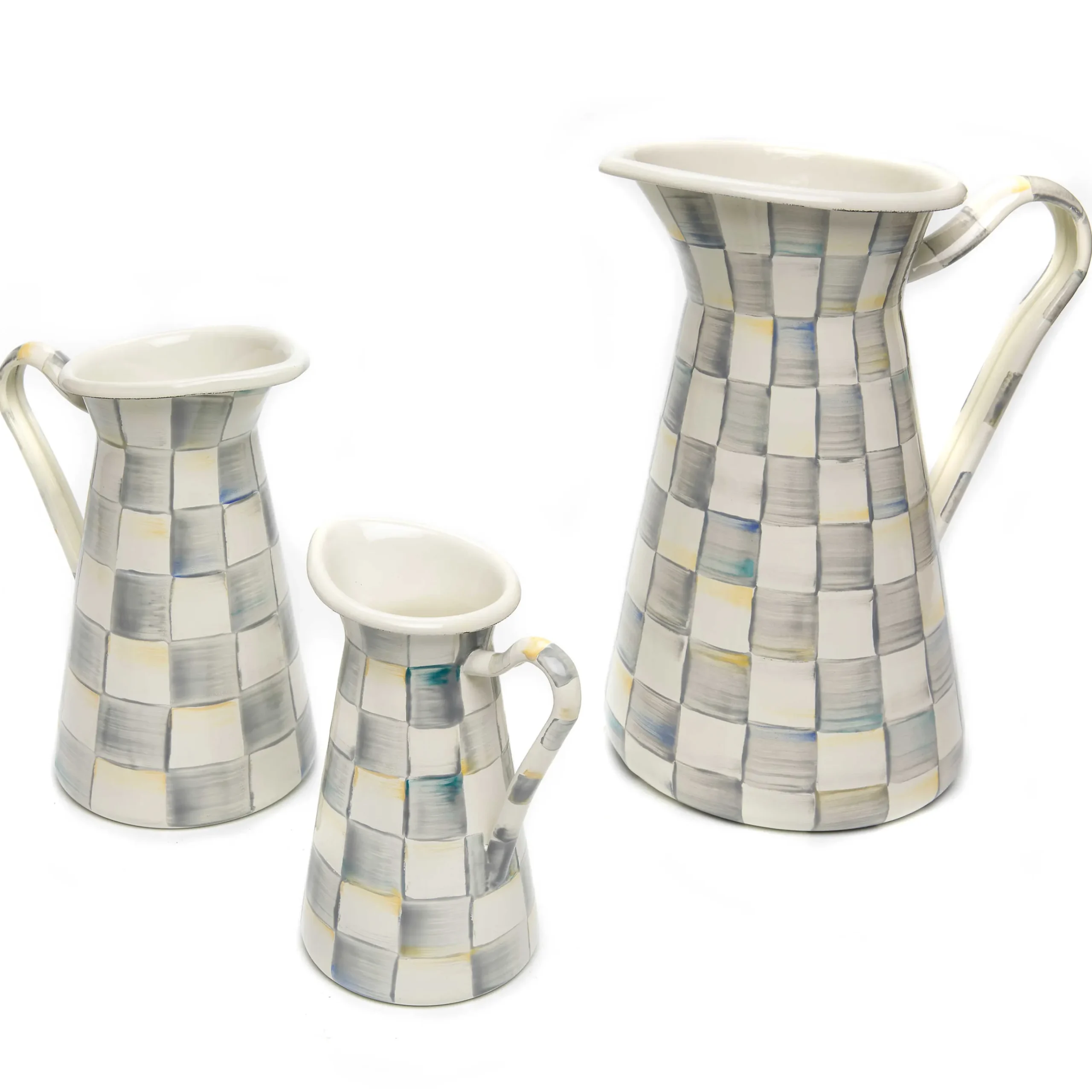 Discount MacKenzie-Childs Sterling Check Enamel Practical Pitcher - Medium