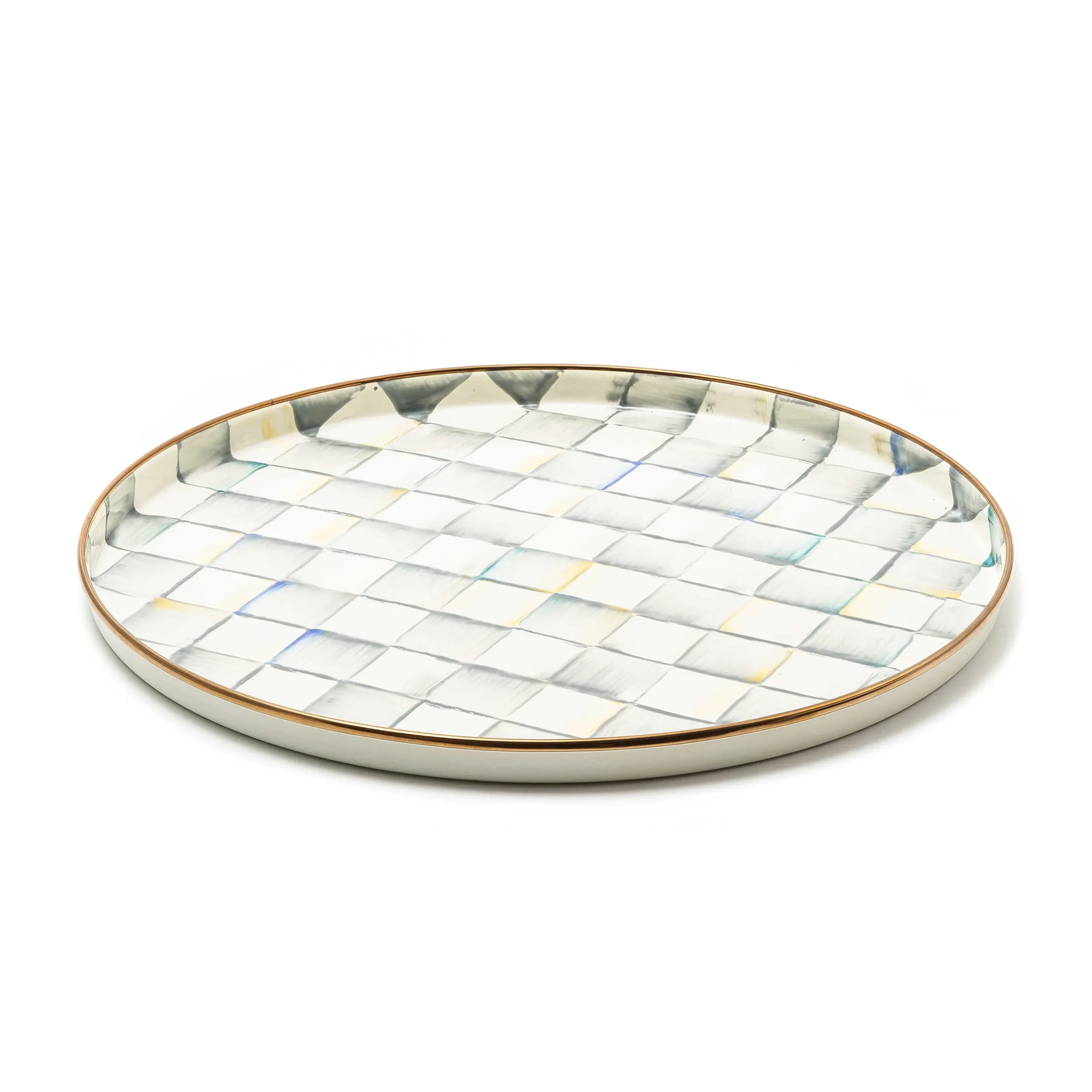 MacKenzie-Childs Sterling Check Enamel Round Tray