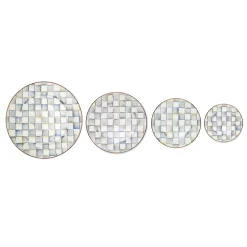 New MacKenzie-Childs Sterling Check Enamel Salad/Dessert Plate