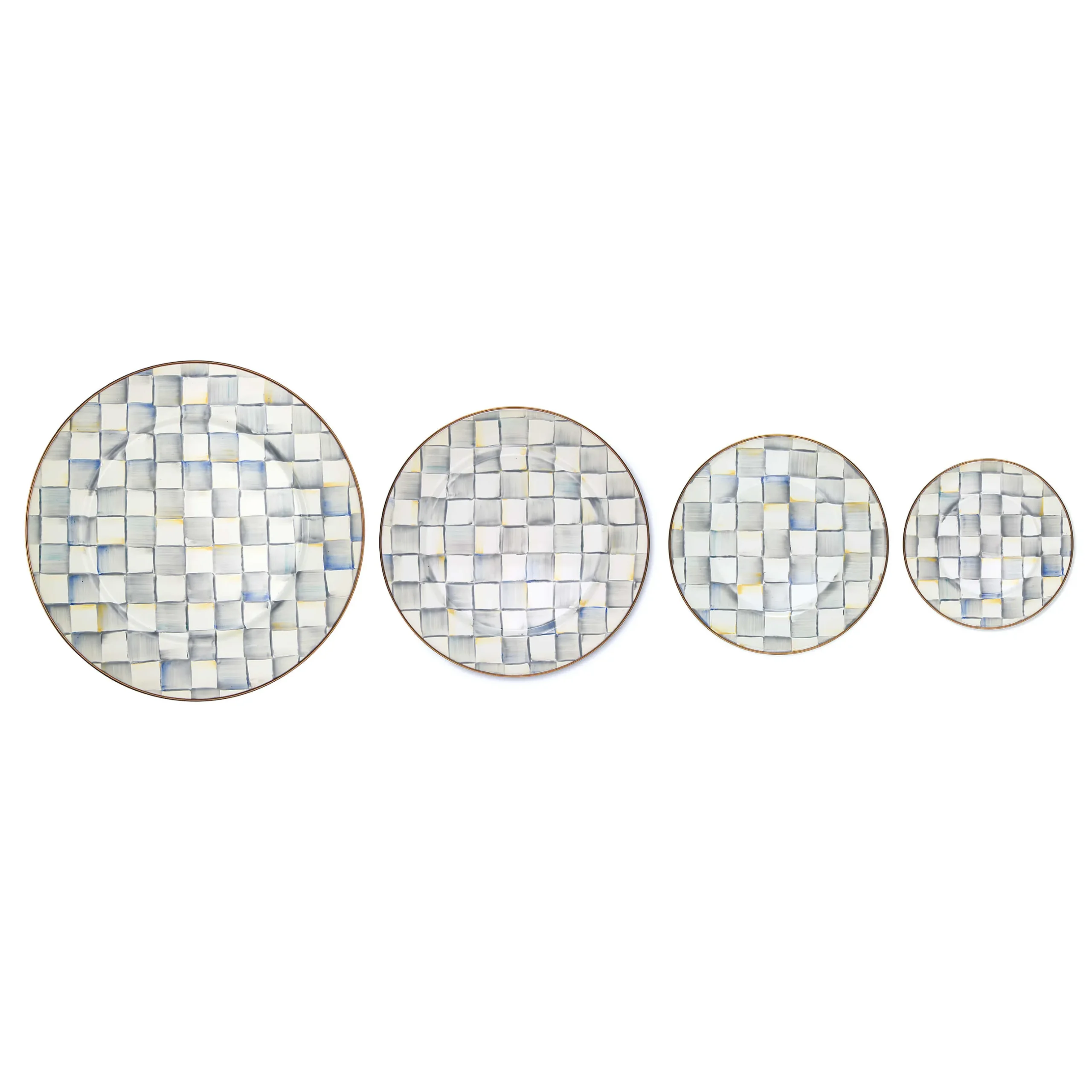 New MacKenzie-Childs Sterling Check Enamel Salad/Dessert Plate