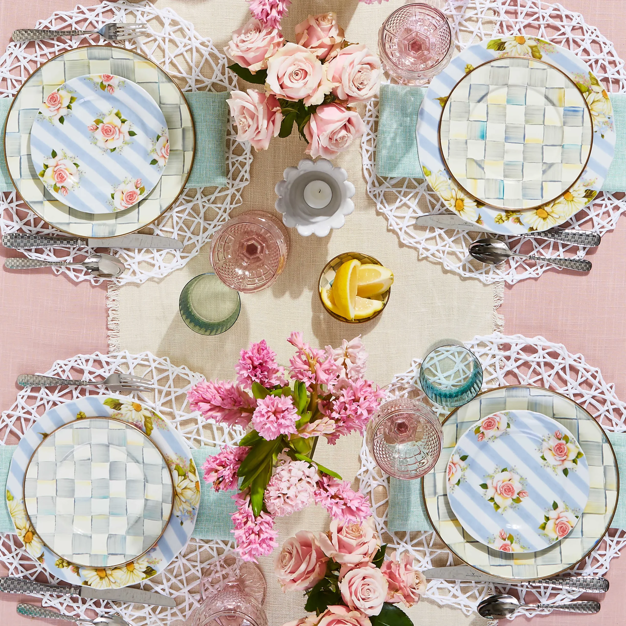 New MacKenzie-Childs Sterling Check Enamel Salad/Dessert Plate