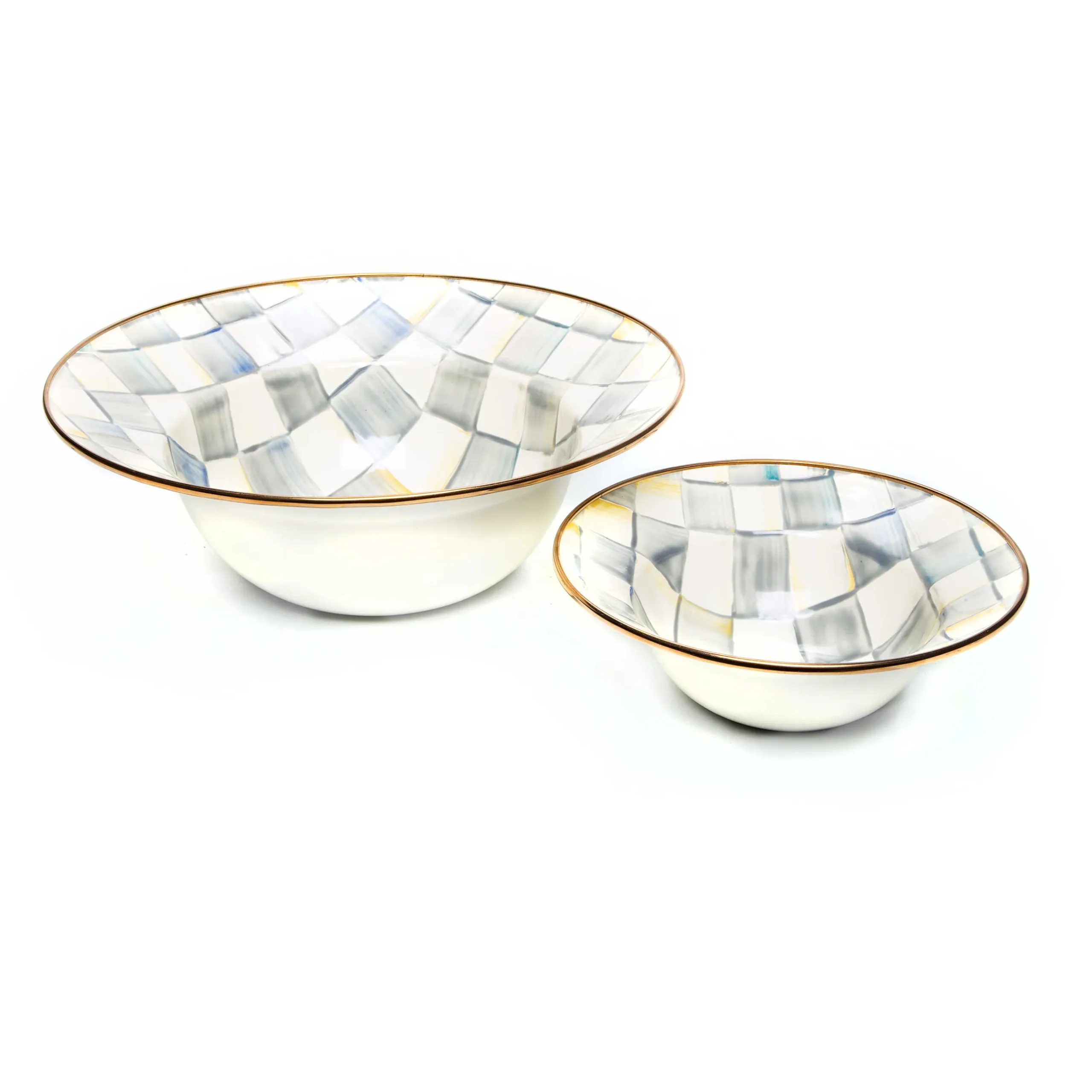Outlet MacKenzie-Childs Sterling Check Enamel Serving Bowl