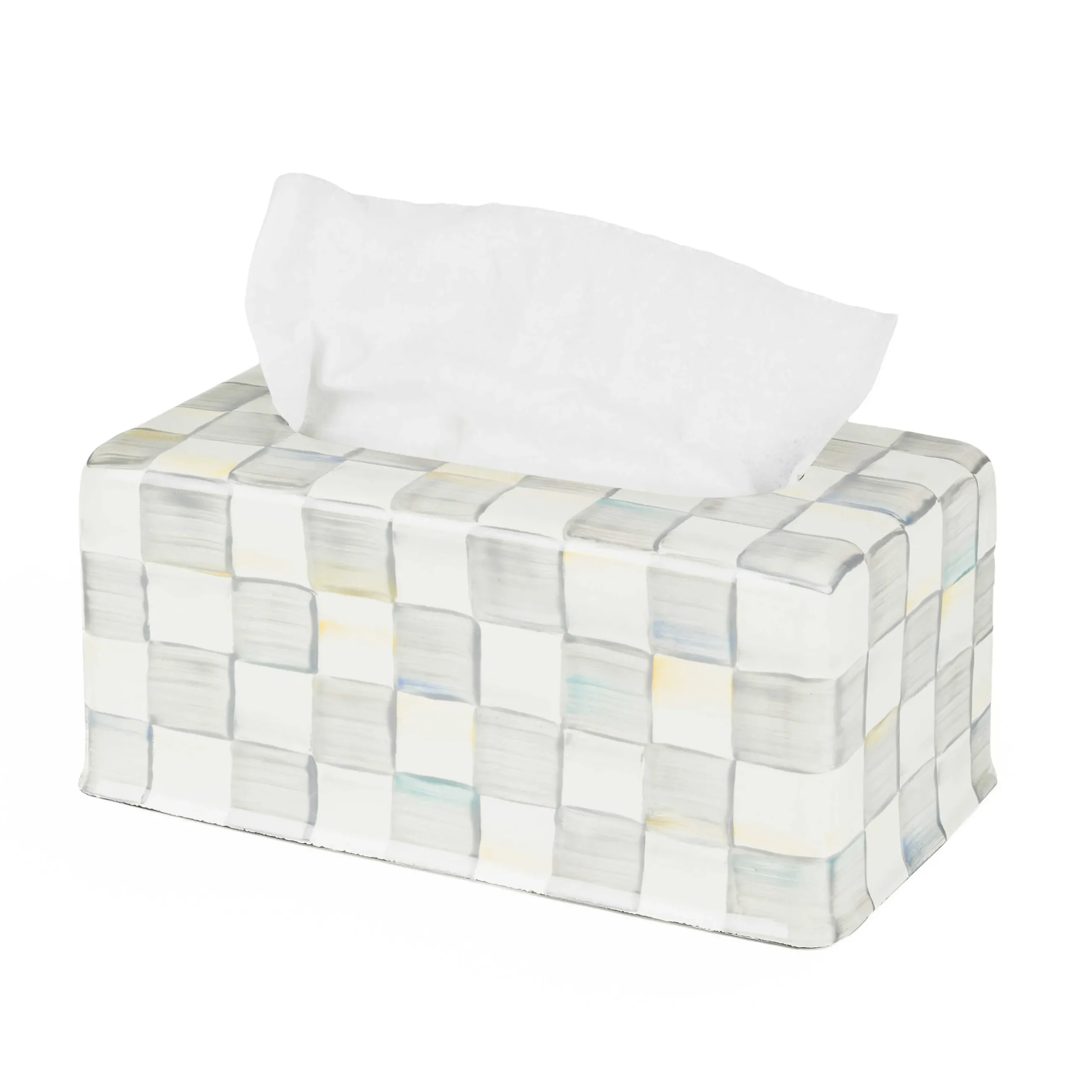 Sale MacKenzie-Childs Sterling Check Enamel Standard Tissue Box Cover