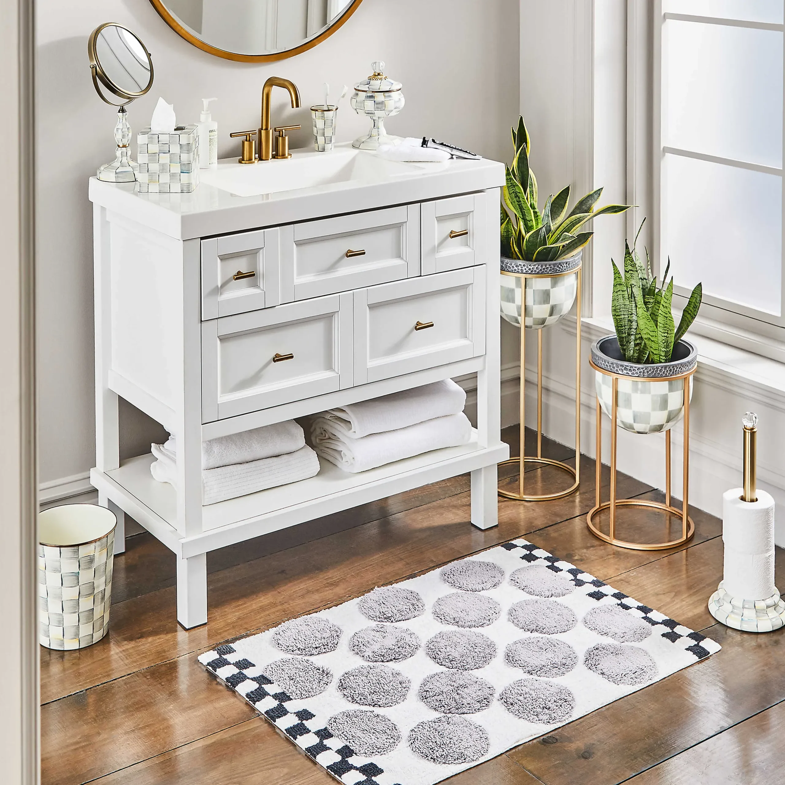 Online MacKenzie-Childs Sterling Check Enamel Waste Bin