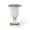 Clearance MacKenzie-Childs Sterling Check Pedestal Tabletop Urn
