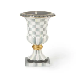 Clearance MacKenzie-Childs Sterling Check Pedestal Tabletop Urn