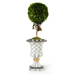 Clearance MacKenzie-Childs Sterling Check Pedestal Tabletop Urn