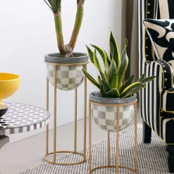 Online MacKenzie-Childs Sterling Check Plant Stand - Short