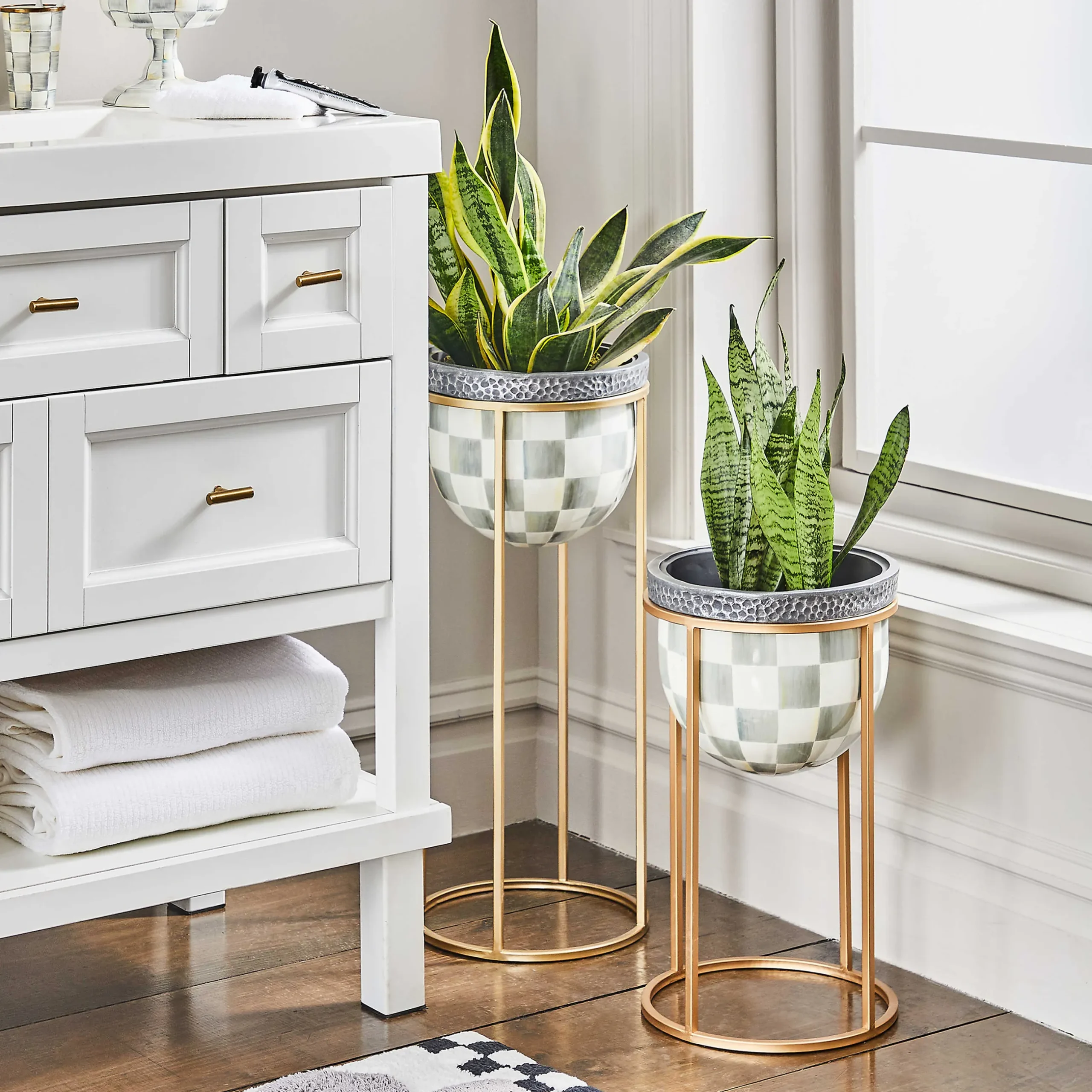 Sale MacKenzie-Childs Sterling Check Plant Stand - Tall