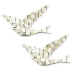 Best MacKenzie-Childs Sterling Check Swallowtail Duo Wall Decor
