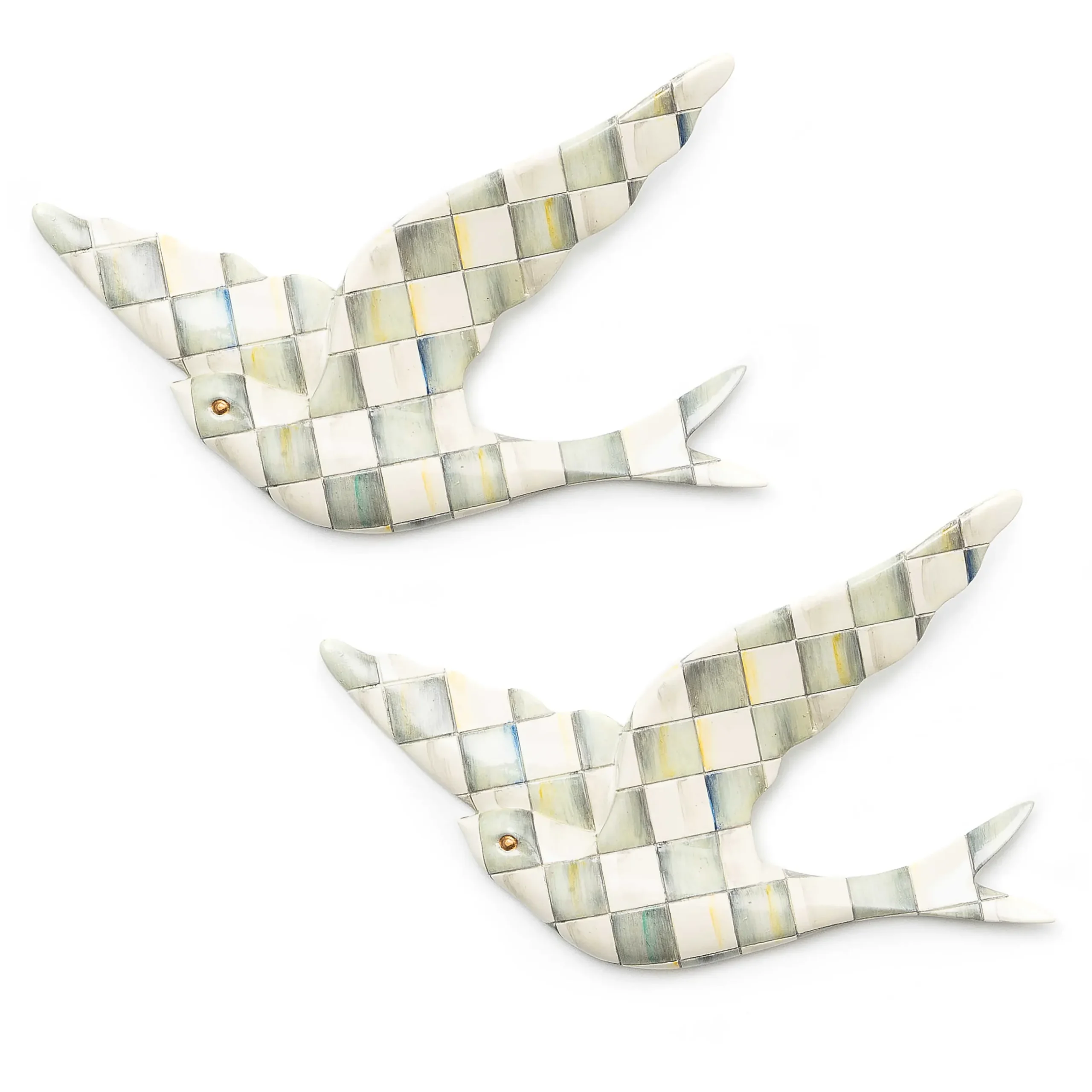 Best MacKenzie-Childs Sterling Check Swallowtail Duo Wall Decor