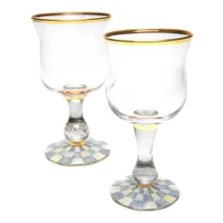 MacKenzie-Childs Sterling Check Wine Glass