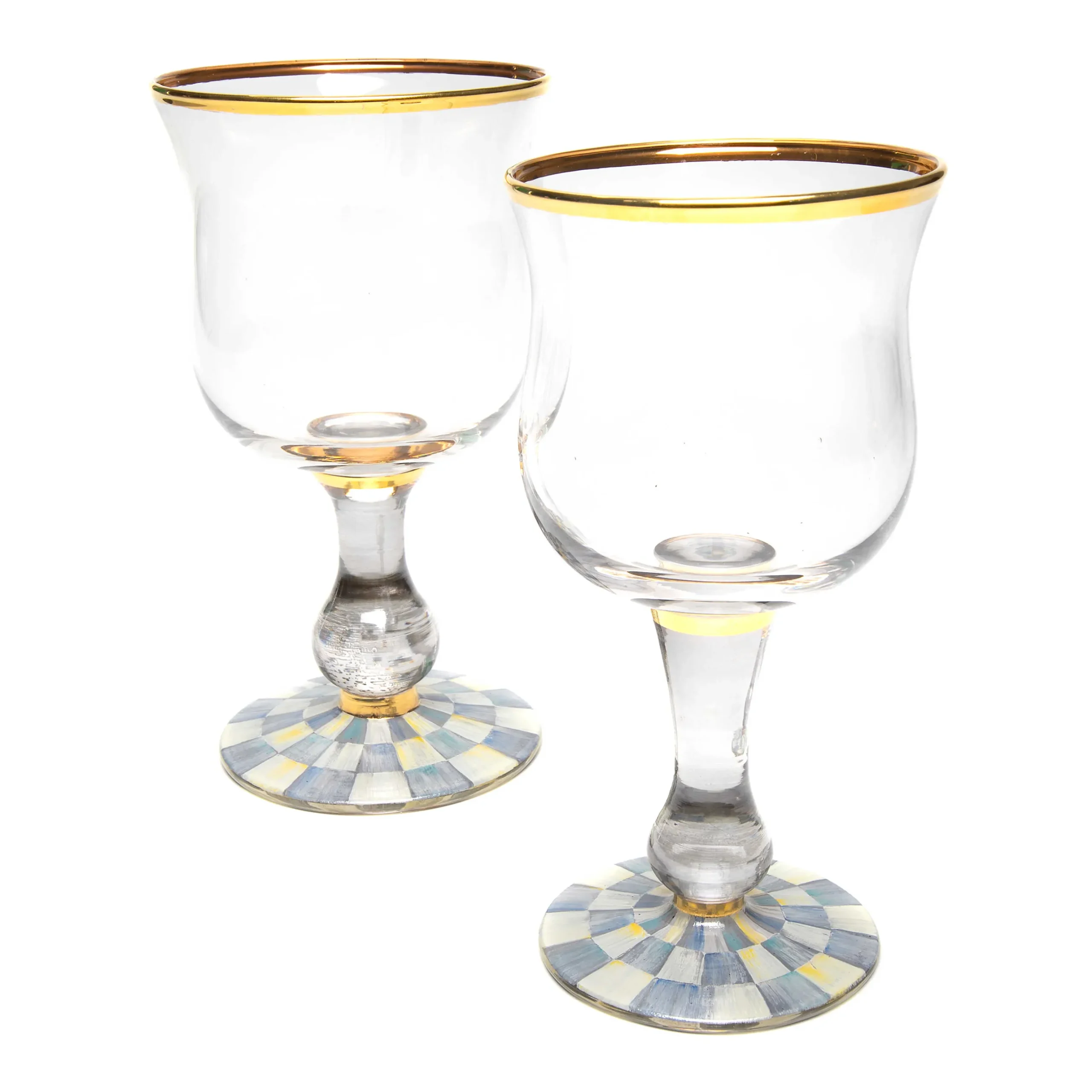 MacKenzie-Childs Sterling Check Wine Glass