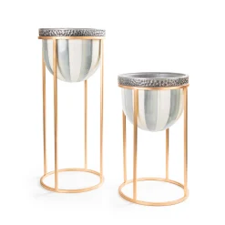 New MacKenzie-Childs Sterling Stripe Plant Stand - Short