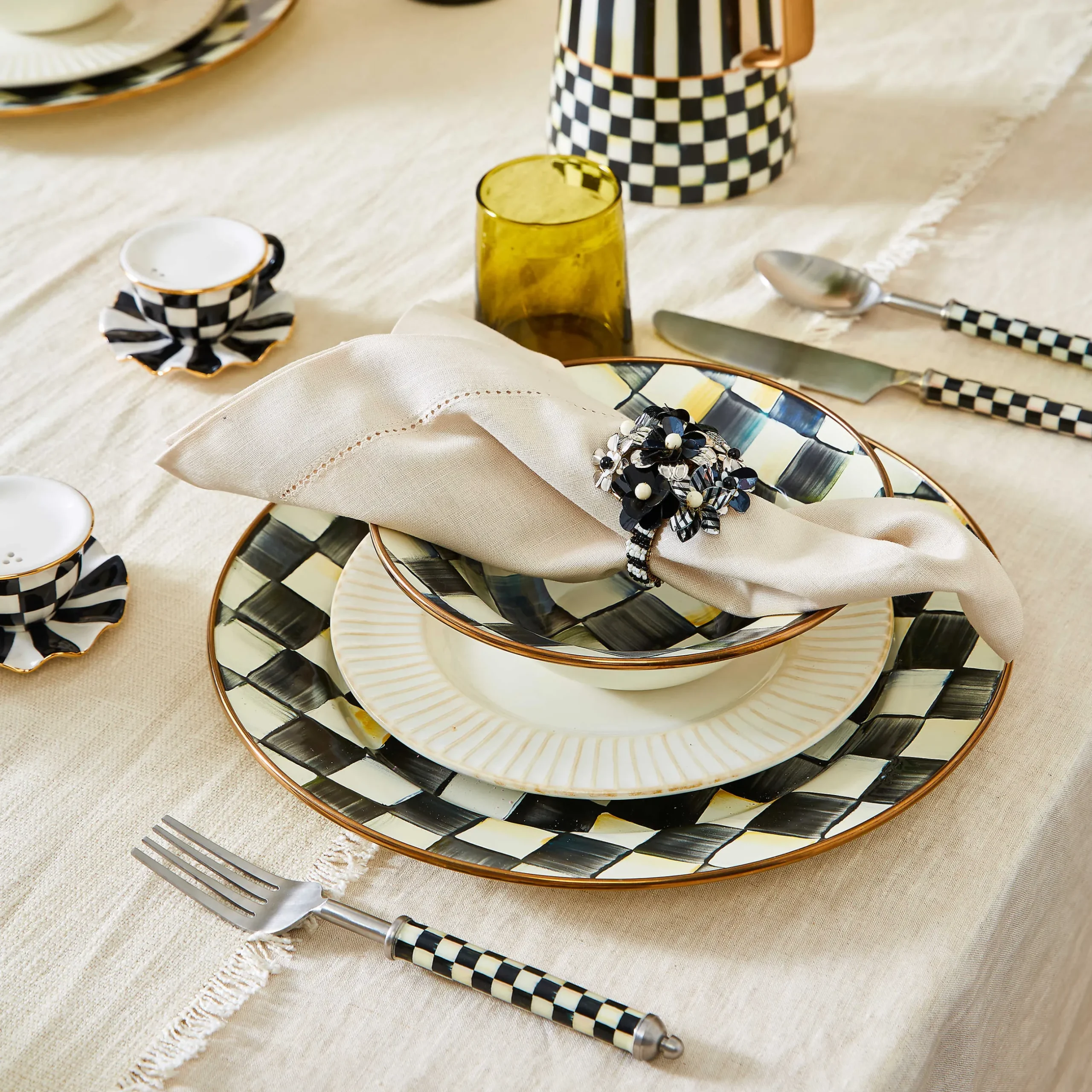 MacKenzie-Childs Supper Club 3-Piece Place Setting - Courtly Check