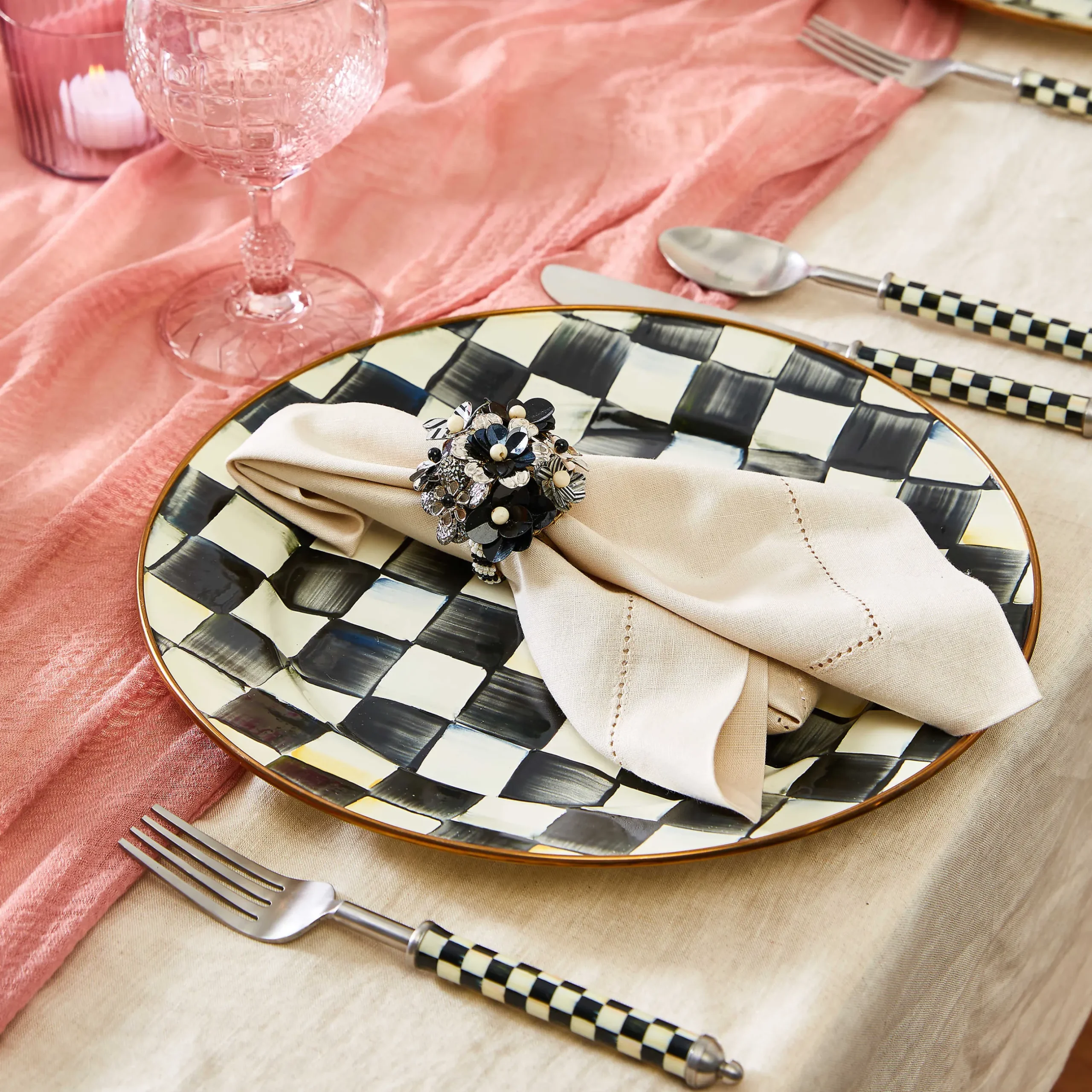 MacKenzie-Childs Supper Club 3-Piece Place Setting - Courtly Check