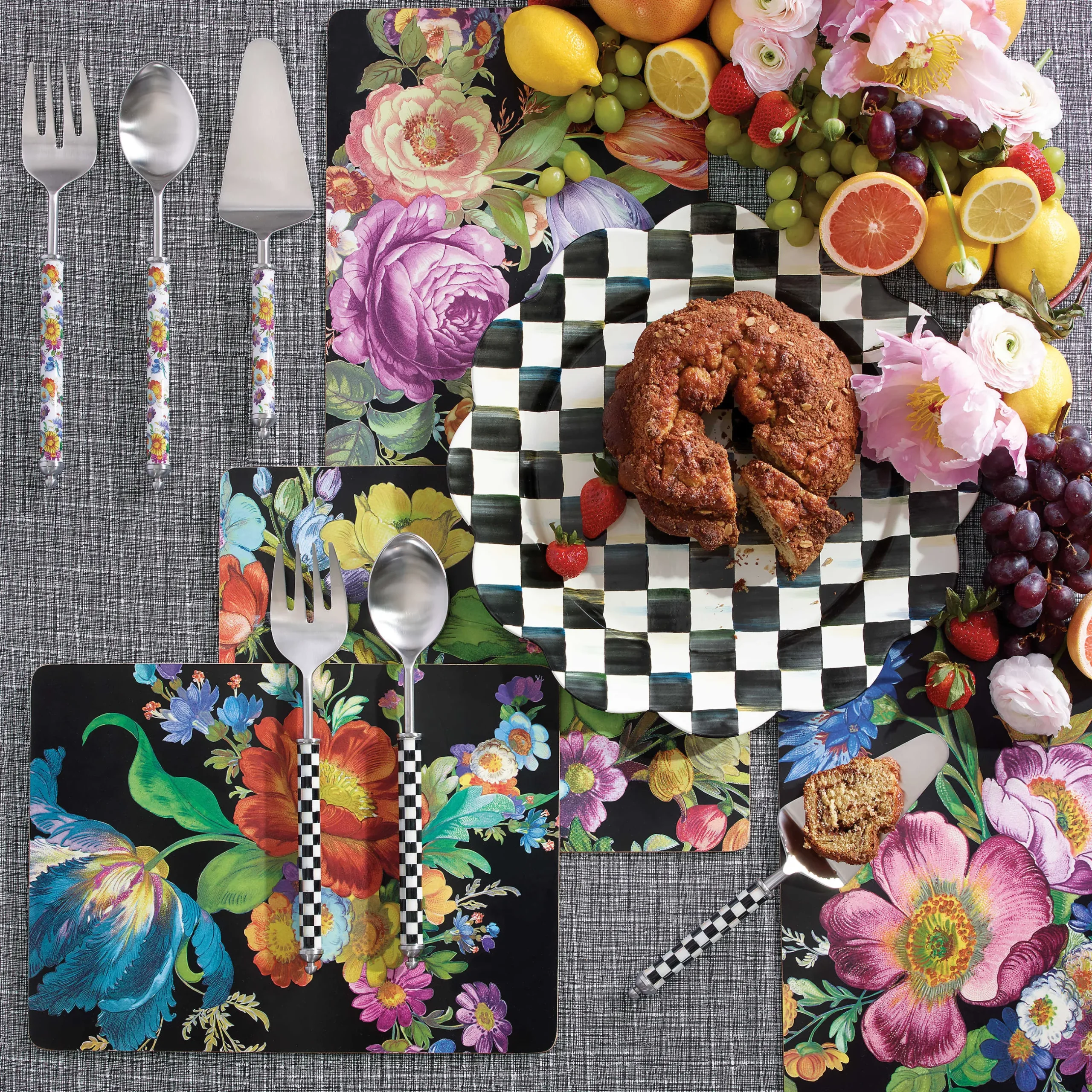 Clearance MacKenzie-Childs Supper Club Salad Serving Set - Courtly Check