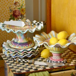 MacKenzie-Childs Taylor Fluted Rim Compote - Odd Fellows
