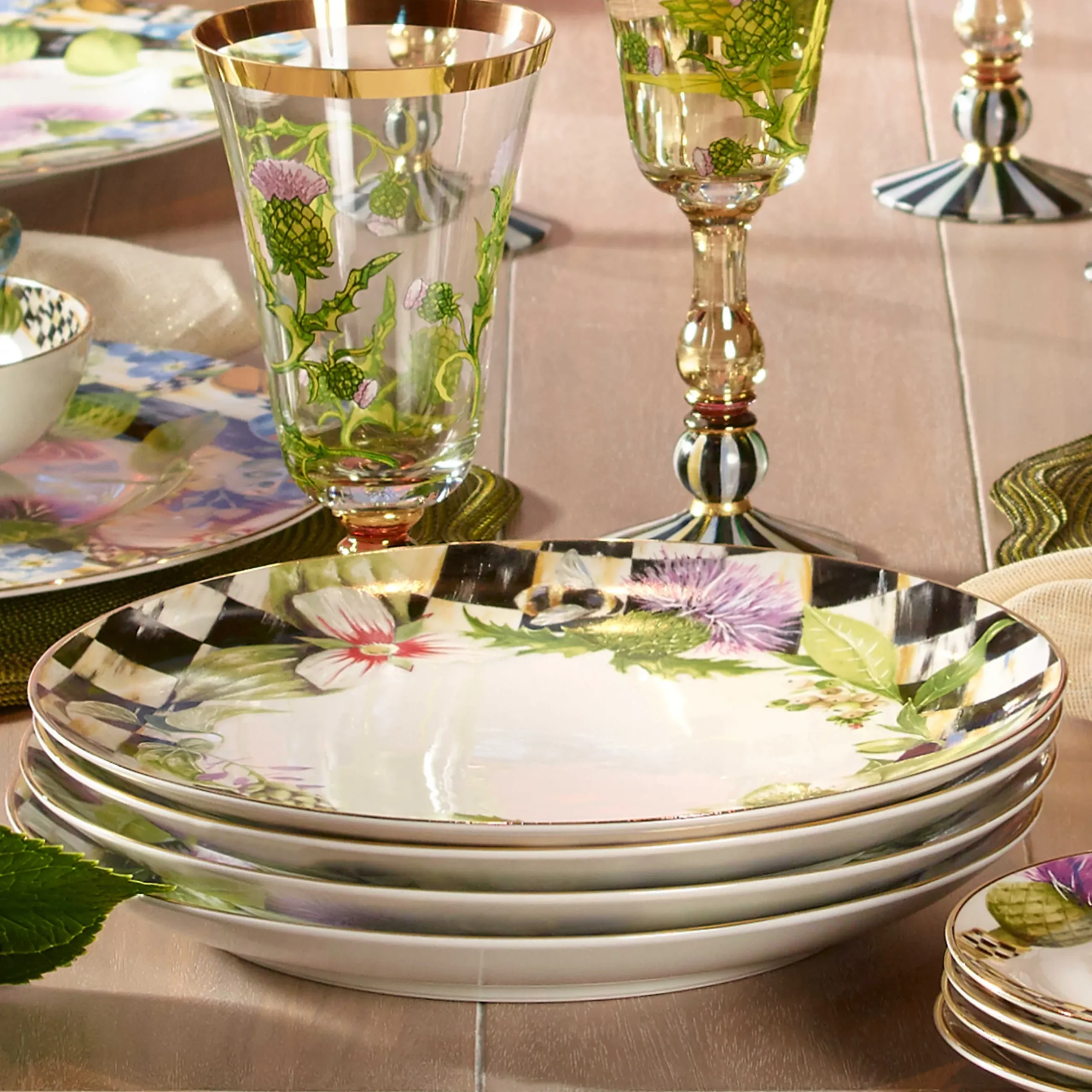 Discount MacKenzie-Childs Thistle & Bee Dinner Plate - Garland