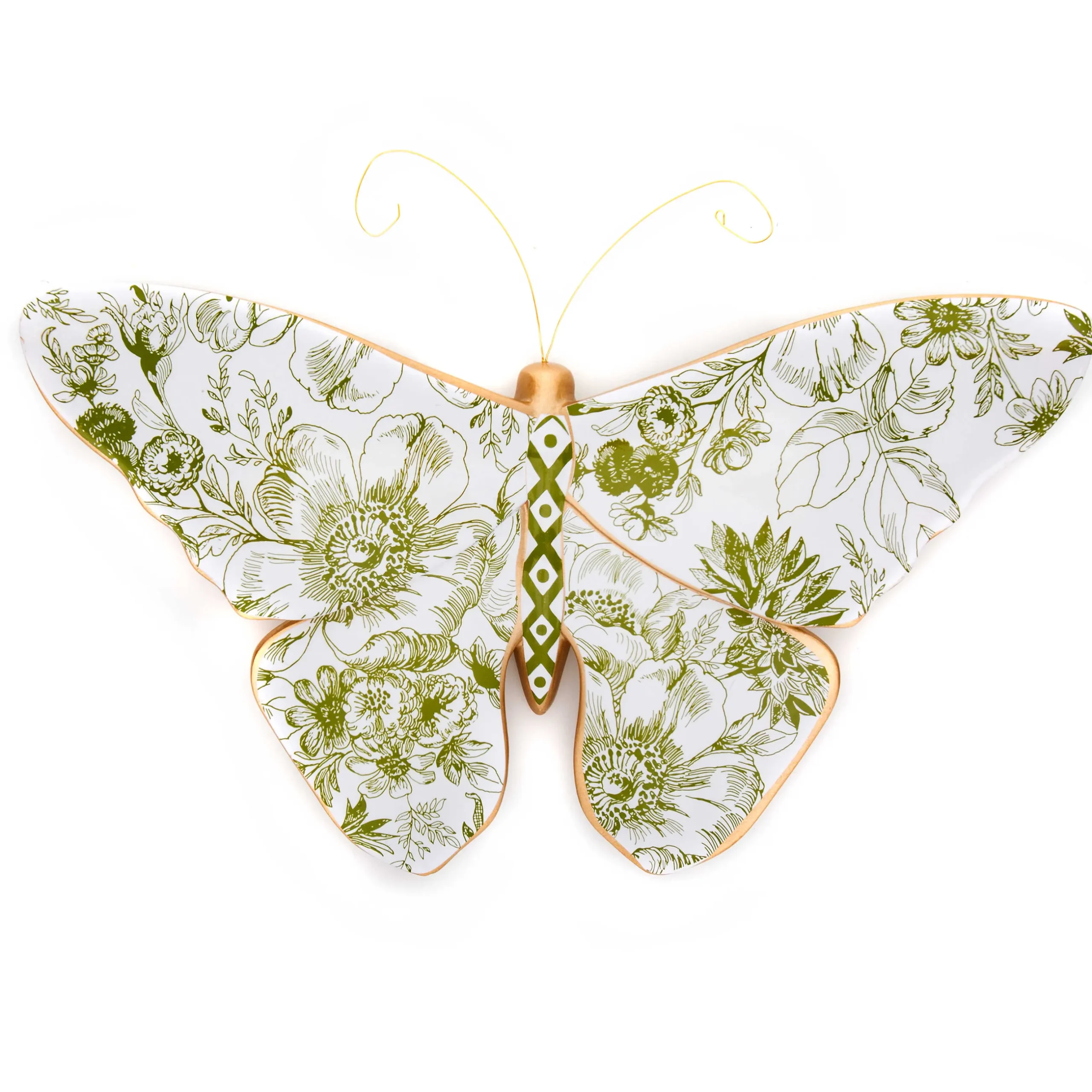 New MacKenzie-Childs Toile Butterfly Wall Decor - Green
