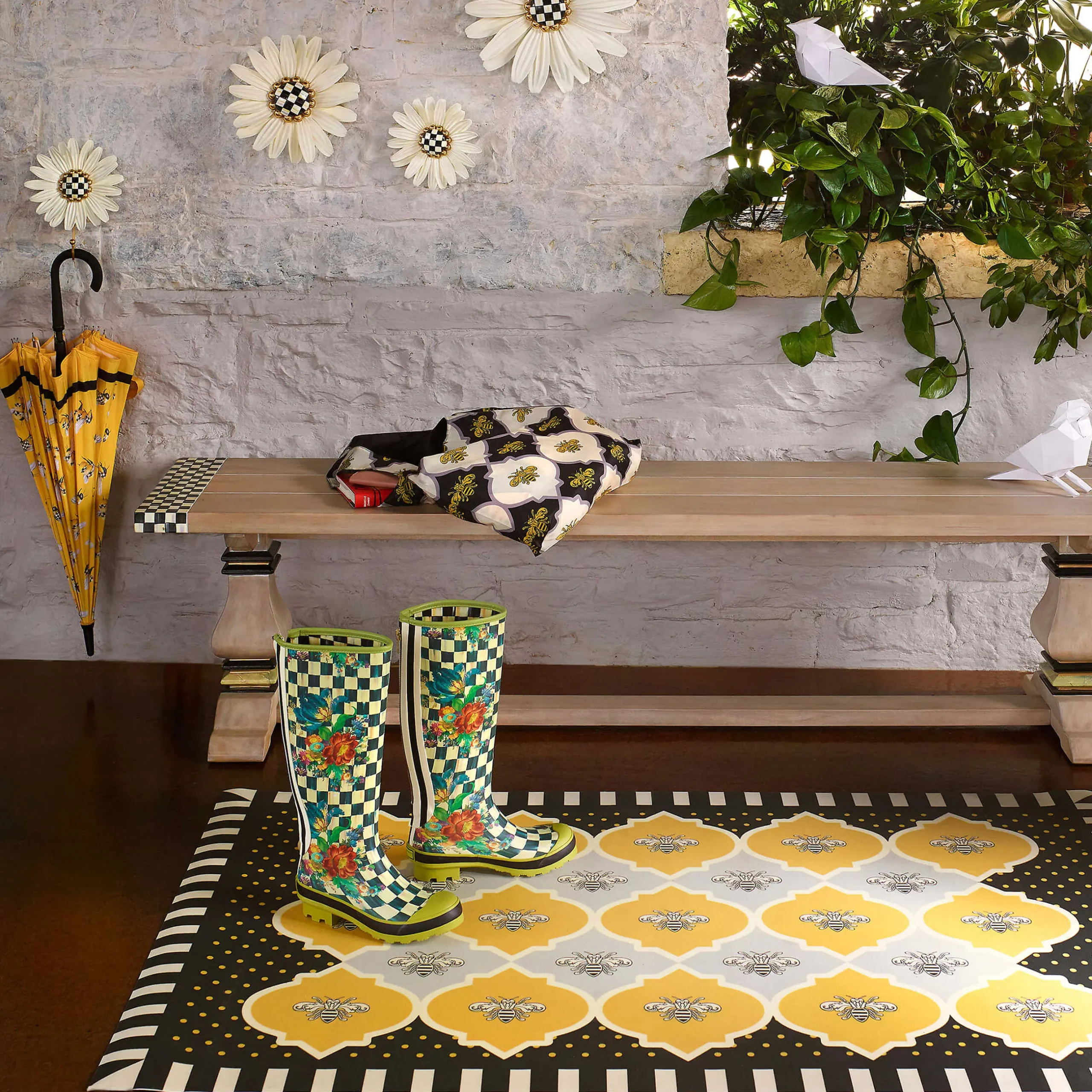 Clearance MacKenzie-Childs Trestle Bench